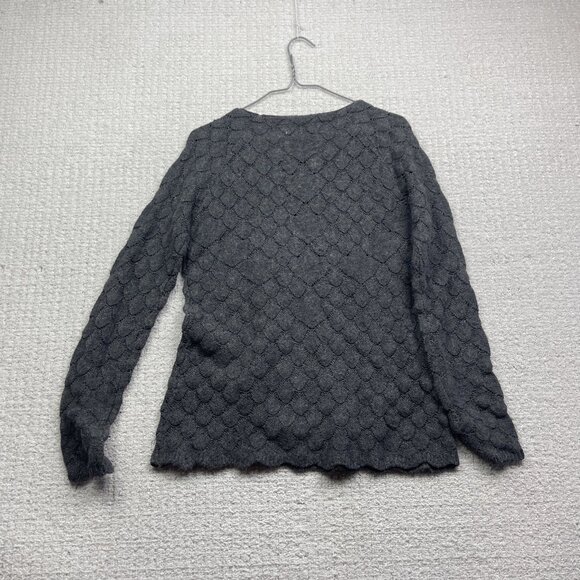 Alfred Sung Cable Knit Crochet Style Women Sz M Grey Charcoal Long sleeve - Picture 9 of 9
